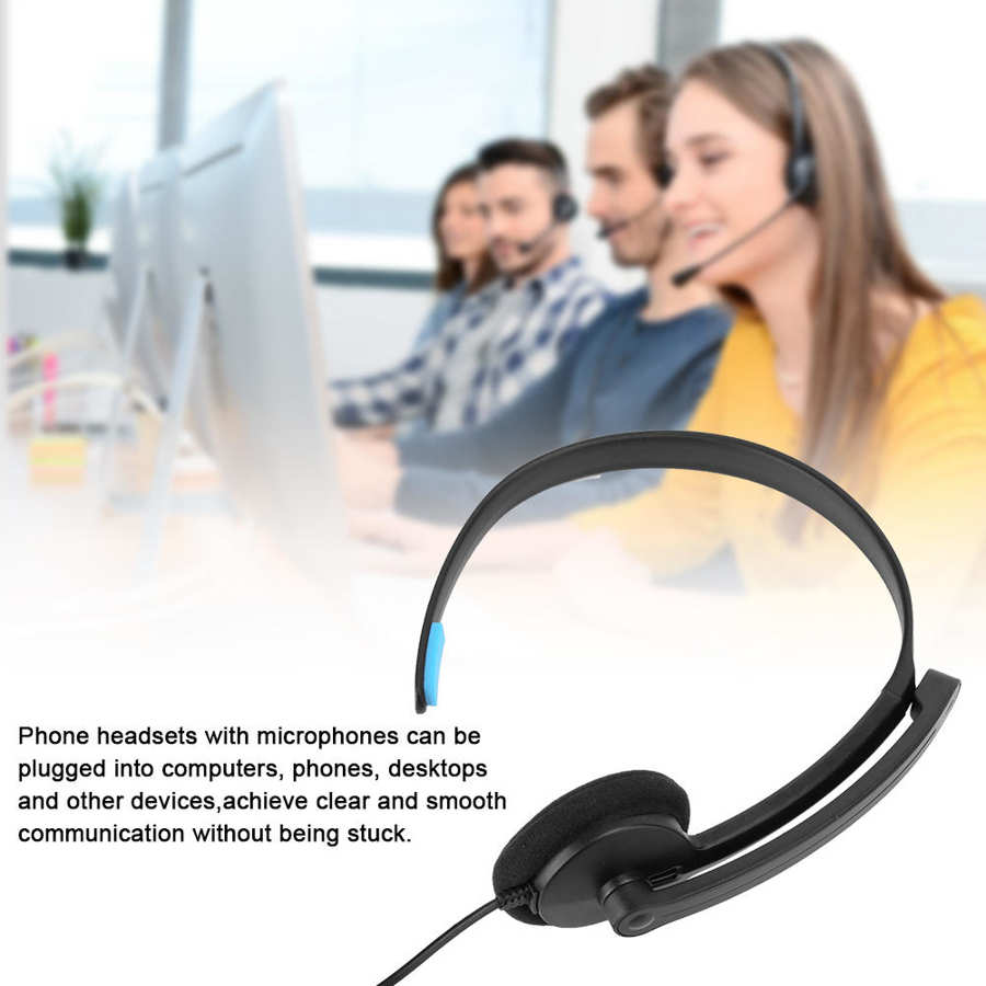 Call Center Headset MIC Service Headphone for Cordless Telephone Wired Phone Headset 3.5mm New