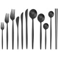Black Dinnerware Set Matte 304 Stainless Steel Cutlery Set Knife Fork Spoon Chopsticks Flatware Set Tableware Set Silverware Set