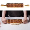 Antique Design Wooden Embossed Rolling Pin Primary Color Cake Biscuit Window Pattern Mold Household Kitchen Accessories