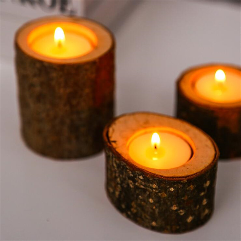 Wood Tea Lights Holders Candle Holder Wood Candlestick Set For Rustic Wedding Party Birthday Holiday DIY Decoration