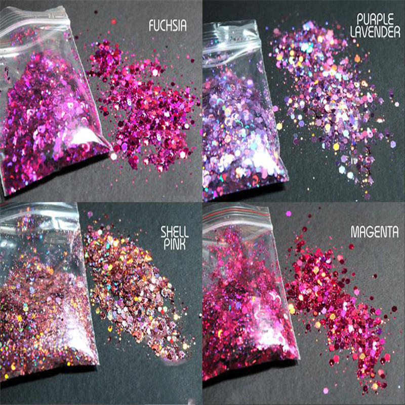 Chunky Colors Bulk Glitter 50grams 24 Colors POLYESTER HOLOGRAPHIC Chunky Holographic Glitter Holographic Glitter Mix -HJ4541077