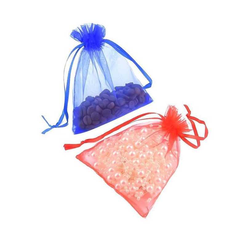 50pcs 7X9cm Drawable Organza Bags Wedding Gift Bags small Jewelry Packaging Bag tulle fabric Organza Sheer Bags 6Z