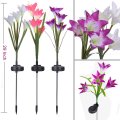 3pcs/lot Solar Powered Lights with 12 Lily Flower, Multi-Color Changing LED Outdoor Solar Landscape Lighting Light for Garden