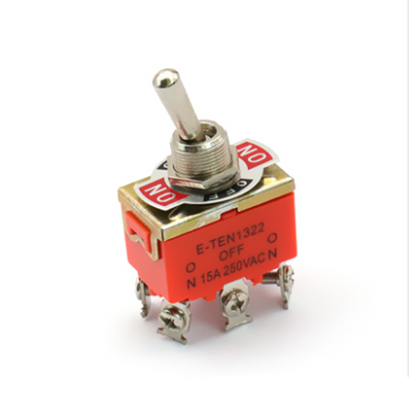 E-TEN1322 Micro switch 15A/250V 6 pin Waterproof Switch Cap On-Off-On Miniature Toggle Switches orange 1PCS