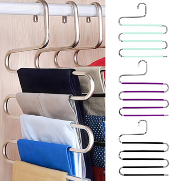 5 layers S Shape Clothes Hangers Pants Storage Hangers Cloth Rack Multilayer Storage Closet Organizer 1PC