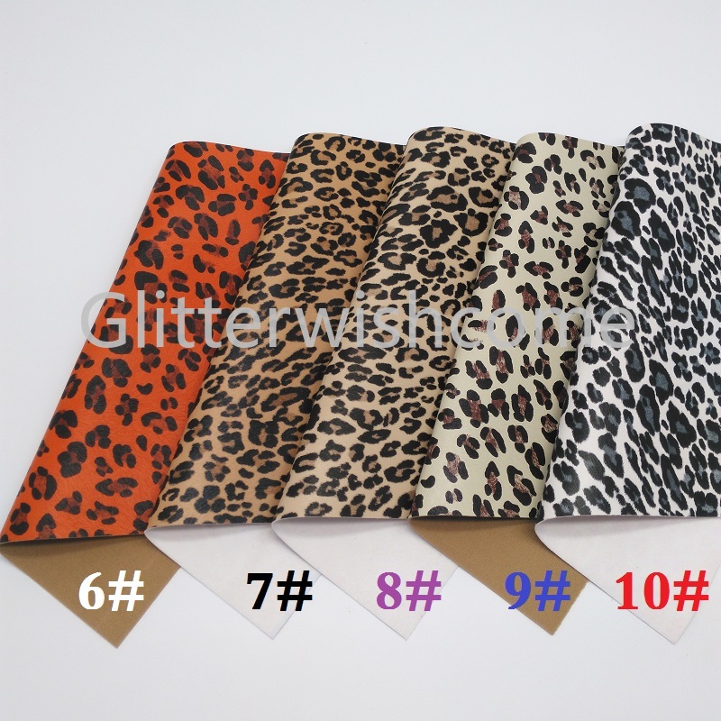 Glitterwishcome 21X29CM A4 Size Vinyl For Bows Printed Leopard Leather Fabirc Faux Leather Sheets for Bows, GM041B