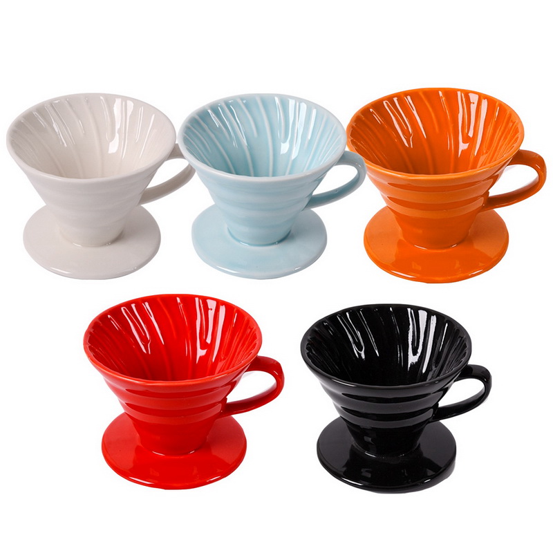 Ceramic Coffee Dripper Engine V60 Style Coffee Drip Filter Cup Permanent Pour Over Coffee Maker With Separate Stand For 1-4 Cups