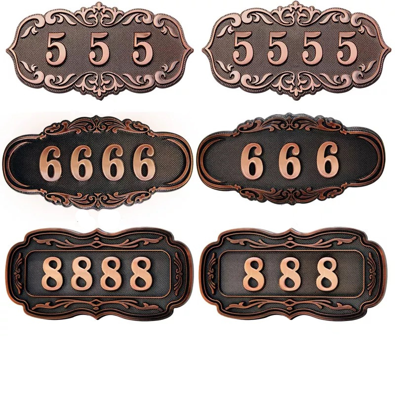 3 - 4 Digits paste classical european style house number pure card villa apartment door sign hotel number wholesale