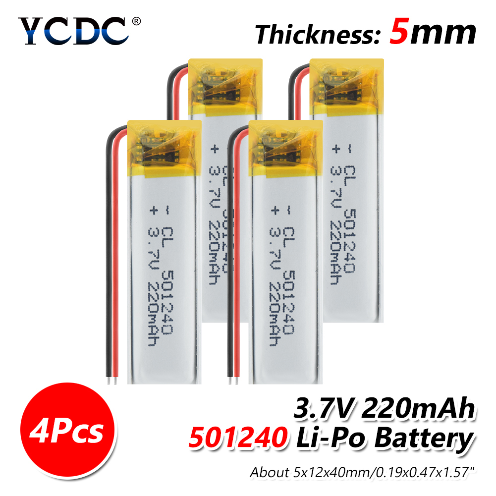 Polymer battery 220mAh 3.7 V speakers Li-ion battery 501240 smart home MP3 for dvr,GPS,mp3,mp4,DVD power bank,speaker