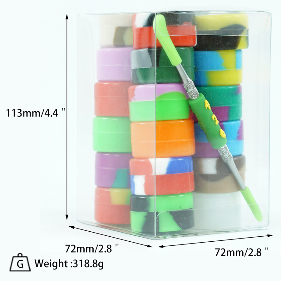 24pcs 5ml Silicone wax Concentrate Container Oil Box Dabber Silicone Storage Container cigarette with 1 carving tool