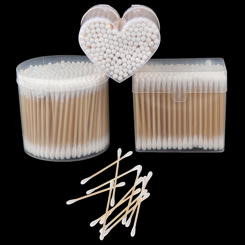 300pcs New Disposable Double Head Cotton Swab Applicator Swabs Bamboo Handle Sturdy For Beauty Makeup Nose Ears Cleaning