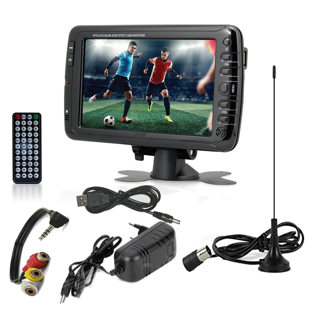 7inch Portable Car TV Television DVB-T2 DVB-T digital Car TV With Dolby Rceiver /w AV USB Port MP3/MP4 Record TV Program