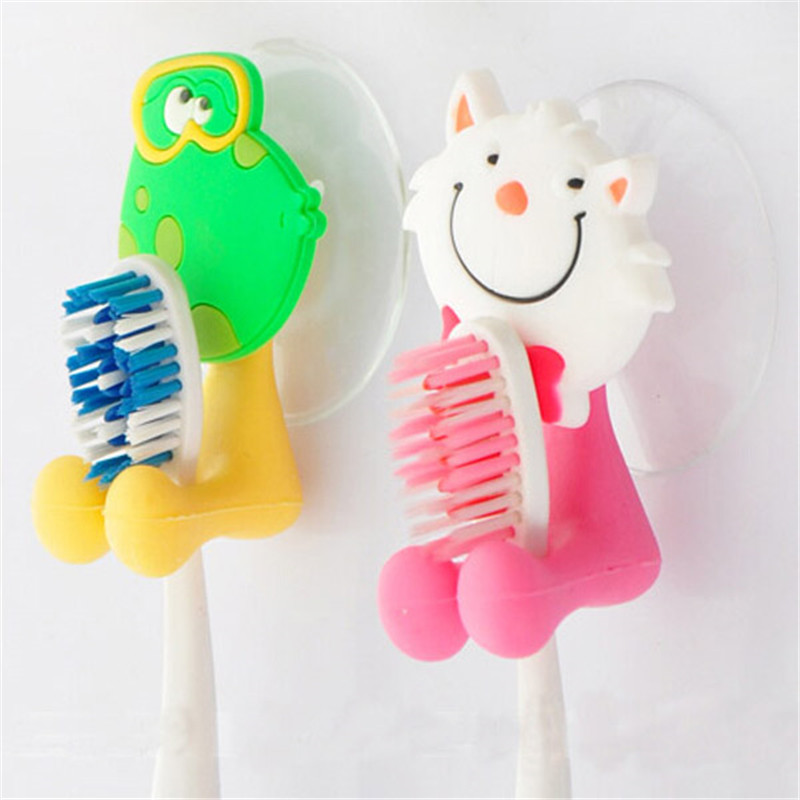 1 Pcs Creative Toothbrush Holder Cute Cartoon Animal Powerful Sucker Toothbrush Holder Supplies Household Towel Hanger