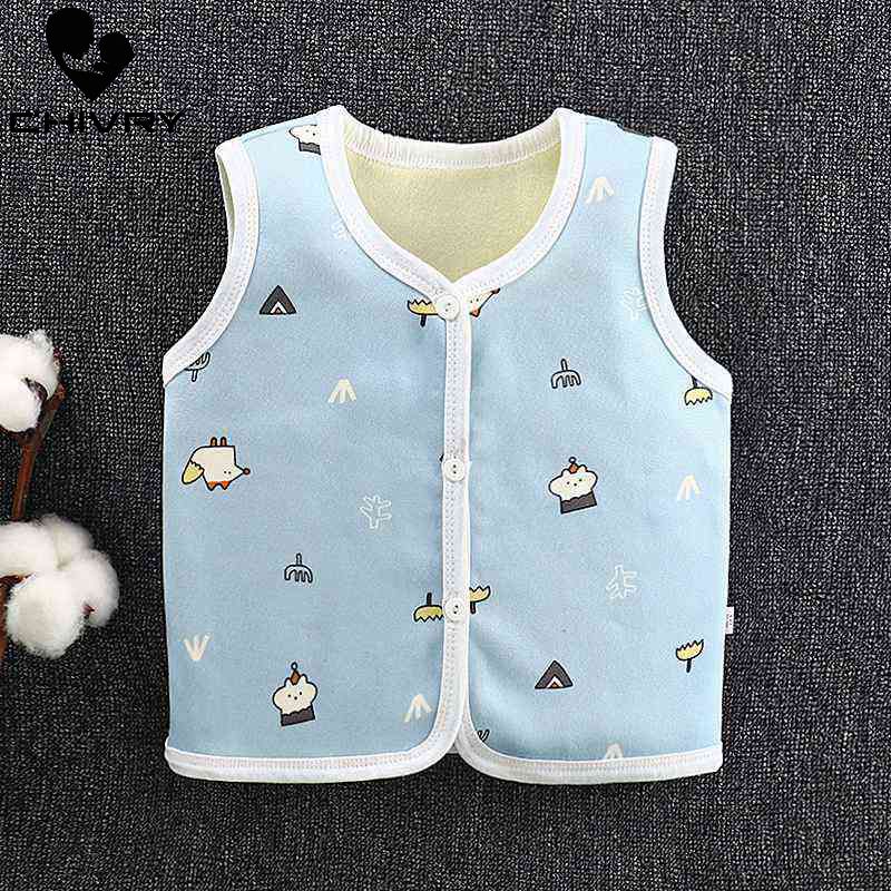 New 2020 Autumn Winter Boys Girls Sleeveless Wool Vest Jacket Cartoon Print Coat Kids Warm Cashmere Fur Vest Outwear Clothes