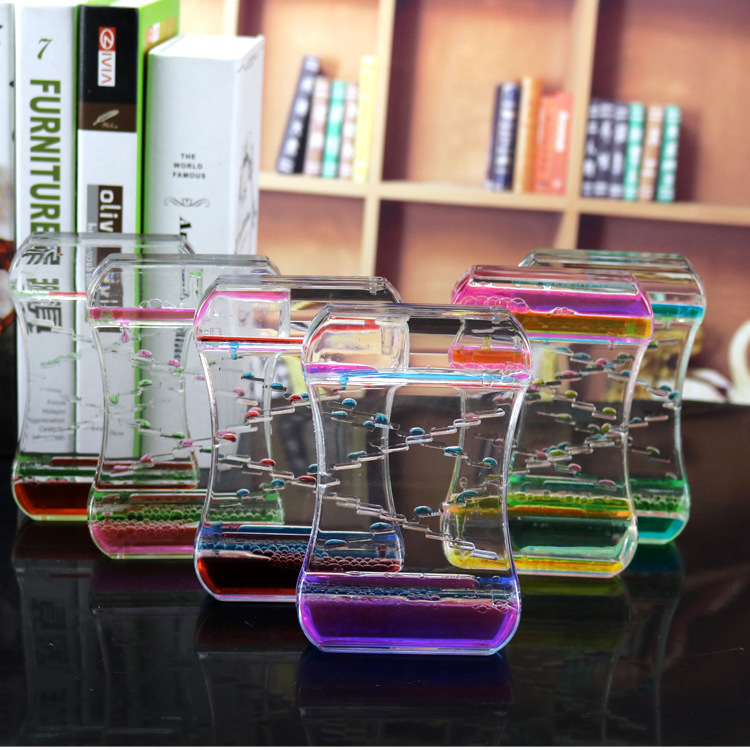 New decompression oil leak two-color crystal oil drop acrylic decoration crafts time hourglass student gift home decoration