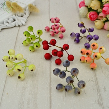 5pcs Free delivery Cherry Berry artificial fruits flowers Cheap berries Wedding Decoration Handmade DIY Scrapbooking Fake Flower