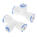 2Pcs T Type Reverse Osmosis Aquarium Quick Fitting 1/4" 3/8" OD Hose Equal Connection Tee RO Water Pipe Coupling Connector