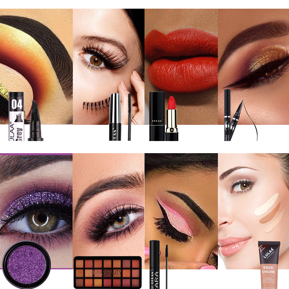 LULAA 8Pcs Daily Use Cosmetics Makeup Sets Make Up Cosmetics Gift Set Tool Kit Makeup Gift