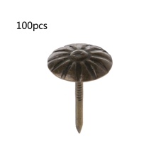 100pcs Antique Brass Upholstery Nails Tack Stud Pushpin Doornail Hardware Decor