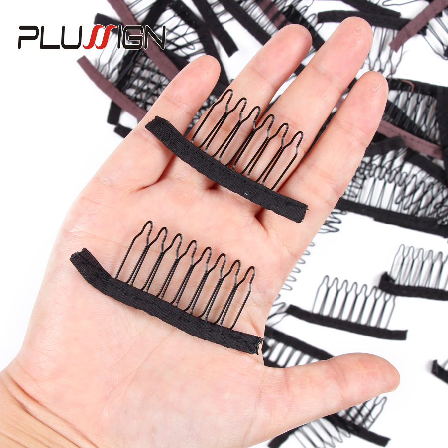 2 Colors Black Brown 3Style 4Teeth 6Teeth 8Teeth Wig Comb For Wig Caps Stainless Steel Hair Combs For Wigs Toupee And Hair Piece