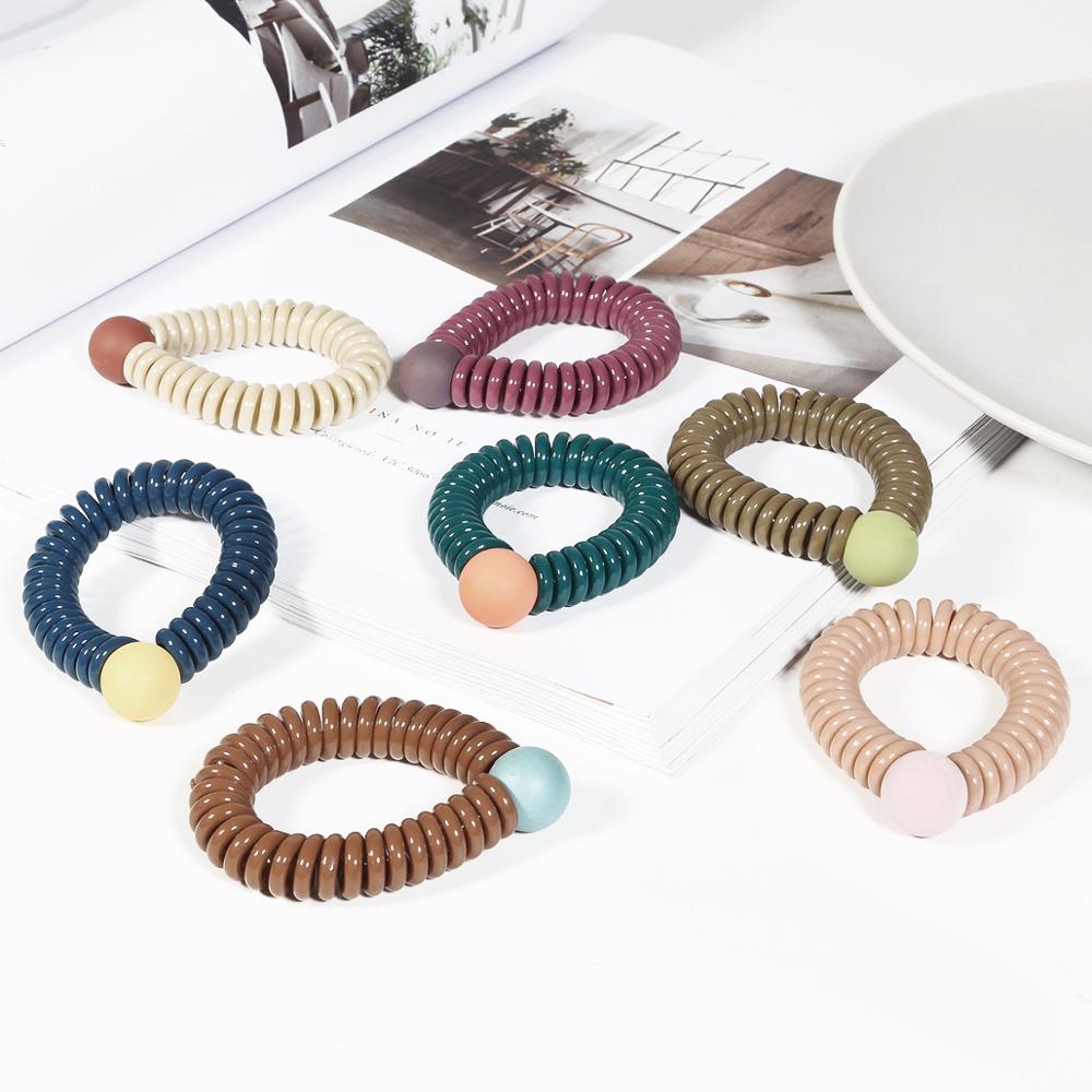 1Pcs New Fashion Grinding Ball Telephone Line Hair Cords Headwear Ornaments High Quality Color Girl Hair Accessories Gift