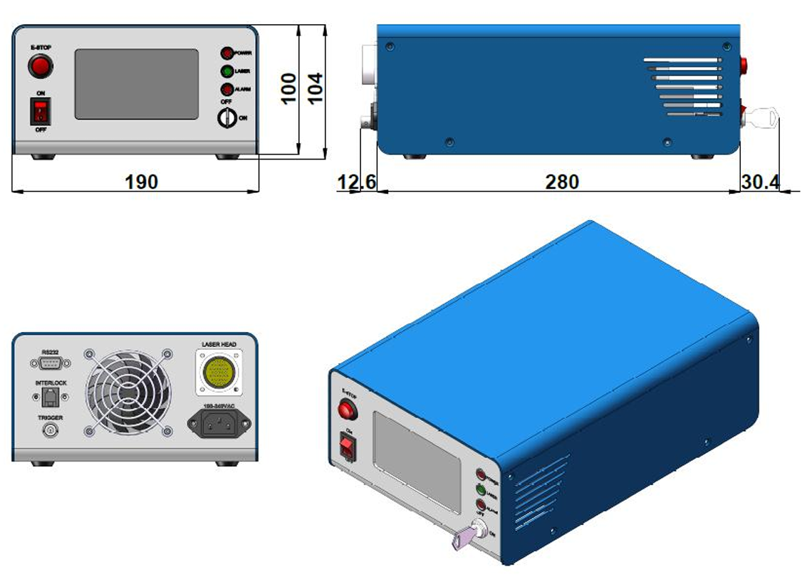 320nm 500mW tunable output power supply
