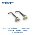 STRADPET Titanium Chinrest Clamps, in Bright and Gun Gray, Hook Type, for Violin