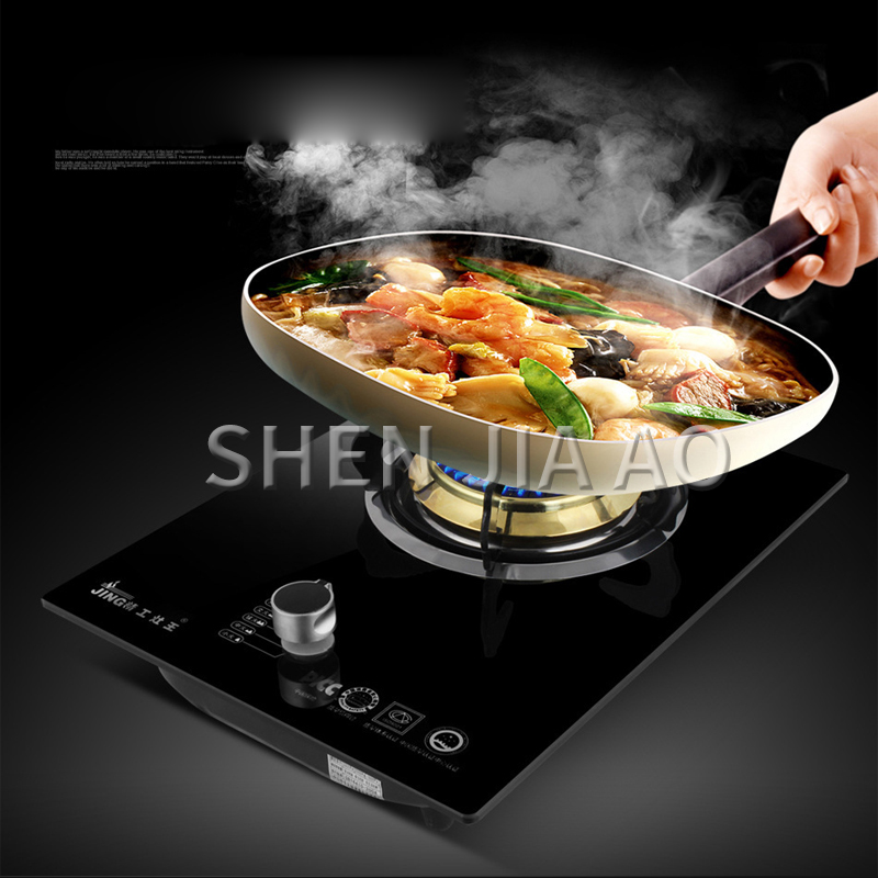 household natural/liquefied gas stove embedded pulse ignition copper fire cover single stove tempered glass kitchen gas cooktops