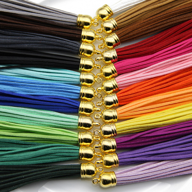 FISHWAVES 10pcs Colorful Silk Tassels Fringe Diy Key Chain Earrings Charm Leather Tassel Large CCB New Fashion Accessories 86mm