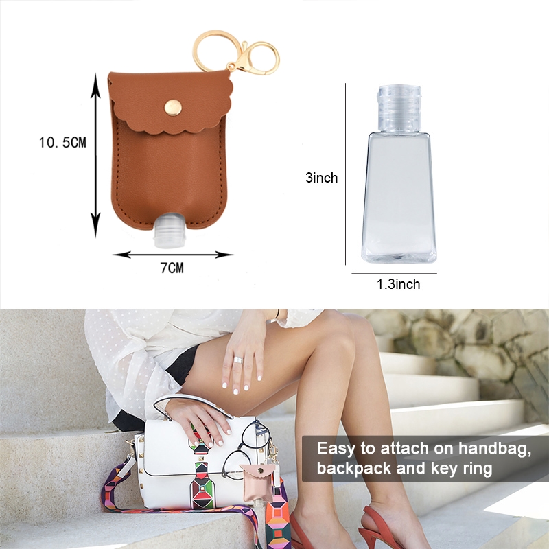 Creative Leather Hand Sanitizer Holder With Keychain Refillable Safe Gel boat With Empty Bottle Girl Kids Hand Sanitizer Bottle