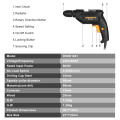 DEKO New DKIDZ Series 220V Impact Drill 2 Functions Electric Rotary Hammer Drill Screwdriver Power Tools Electric Tools