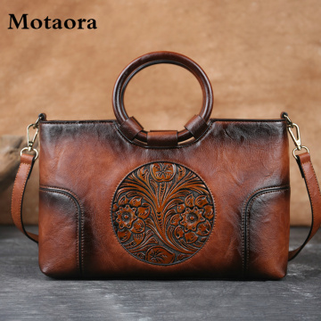 2021 New High Quality Leather Women Handbag Retro Handmade Embossed Shoulder Bag For Women Large Capacity Female Messenger Bags