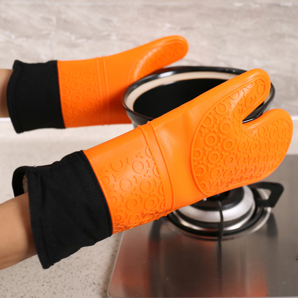1PC Silicone Heat-Resistant Oven Mitts Baking Barbecue Gants Silicone Kitchen Microwave Mittens Oven Glove Non-Slip Gloves