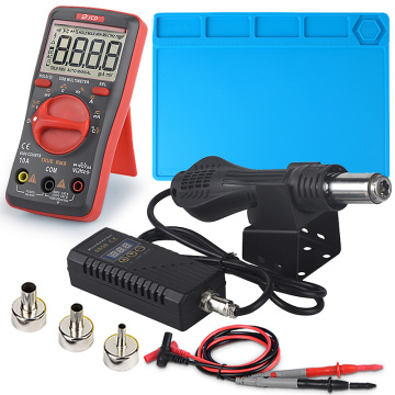 JCD Hot Air Gun with Digital Meter LCD Digital Micro Rework Soldering Station 750W 220V Heat Gun Welding Repair Tool Working Mat