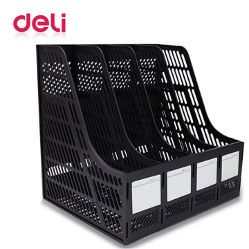 Deli 1pcs document trays file box functional file organizer 4 cases desktop storage file folder with label 9848