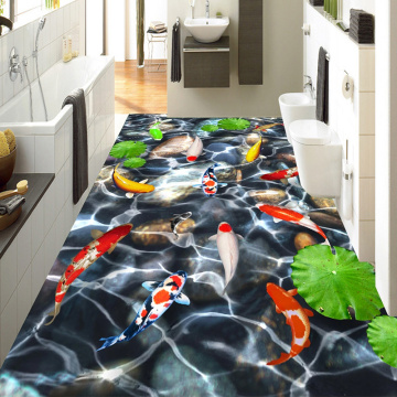 Custom Any Size 3D Cobblestone Fish Floor Painting Mural Living Room Bedroom Bathroom Kitchen Self-adhesive Waterproof Wallpaper