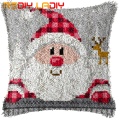 Latch Hook Kit Make Your Own Cushion Santa Clause Printed Canvas Crocheting Pillow Case Latch Hook Cushion Cover Hobby & Crafts