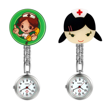 LANCARDO Women Nurse Watches 3D Cartoon Girls Ladys Watch Doctor Medical Pocket Hang Clip Watches Stianless Steel Clock