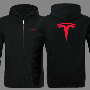 Autumn Winter Tesla logo Zip Up Hoodie Man Hoodies Sweatshirts zipper Hooded Coats Zipper jacket