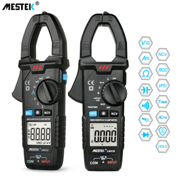 MESTEK Digital Clamp Meter 600A AC DC Current Earth Clamp ammeter Voltage Ohm True RMS VFD Capacitance NCV Tester ampera meter