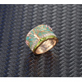 Hot Lucky Flower Tree Rings Fashion Gold Pink Opal Green Enamel Wide Ring for Woman Party Crystal Vintage Jewelry 2020 New