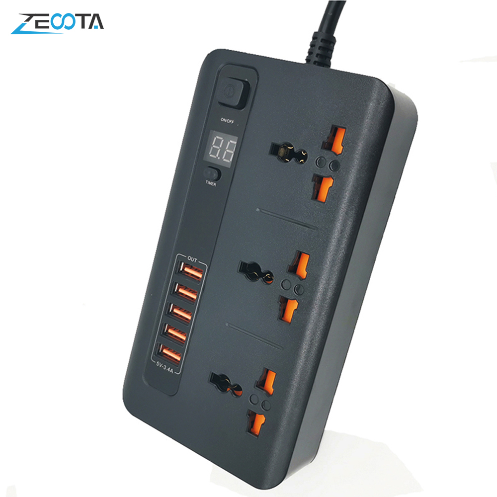 Power Strip Surge Protector Universal Outlets AU/US/EU/UK Plug Electric Socket with USB 3.4A Charger Adapter 2m Extension Cord