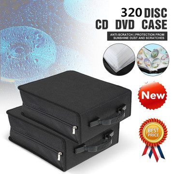 LEORY 320 Pcs CD DVD Dics Media Storage Cover Portable Carry Sleeve Hard Bag Case Wallet Holder Box w/Zipper Universal Sleeves