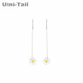 Uini-Tail hot sale new 925 sterling silver temperament sweet plum ear line fashion trend small fresh flower tassel ear line