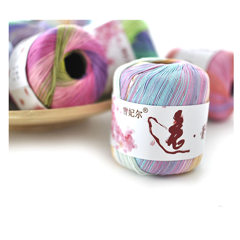 QZLKNIT 50g/ball No. 5 Colorful lace cotton yarn Segmental dyeing gradient yarn DIY Hand Knitting Crochet garment doll lace yarn