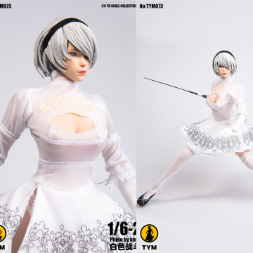 Cosplay 1/6 NieR Automata 2B TYM073 Female White battle Costume Skirt Clothes Clothing For 12