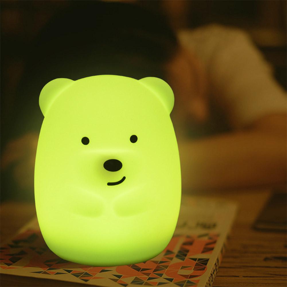 New 7 Colors Bear Rabbit LED USB Animal Night Light Silicone Soft Cartoon Children Baby Nursery Lamp led Night Light