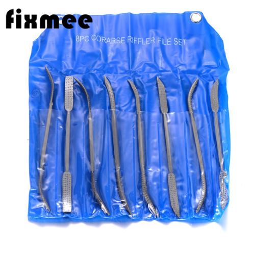 Fixmee 8pcs Mini Wood Working Rasp Riffler File Set Double Ended Coarse Hand Tool 190mm