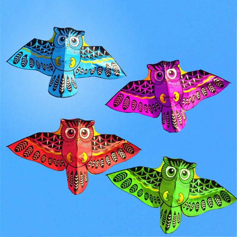 Colorful Cartoon Owl With Kite Line Kids Outdoor Toy New Flying Kite 110cm