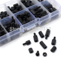 300pcs/set M3 Nylon Screw White or Black Hex Screw Nut Spacer Stand-off Varied Length Assortment Kit Box